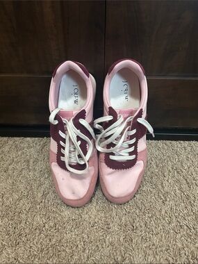 J. Crew Factory Pink and Burgundy Lace-Up Sneakers